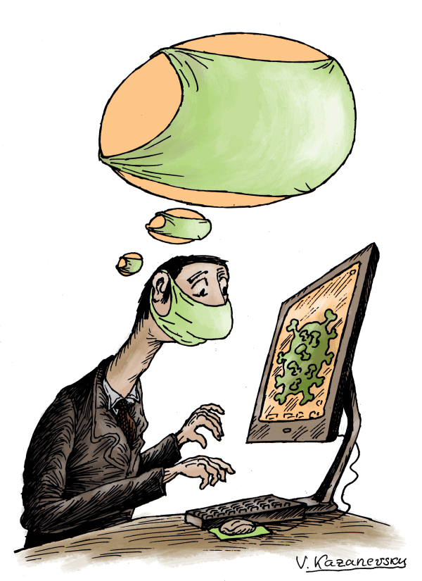 Mind coronavirus by Vladimir Kazanevsky, Ukraine, PoliticalCartoons.com